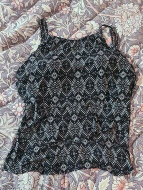 Geometric Black Swim Top